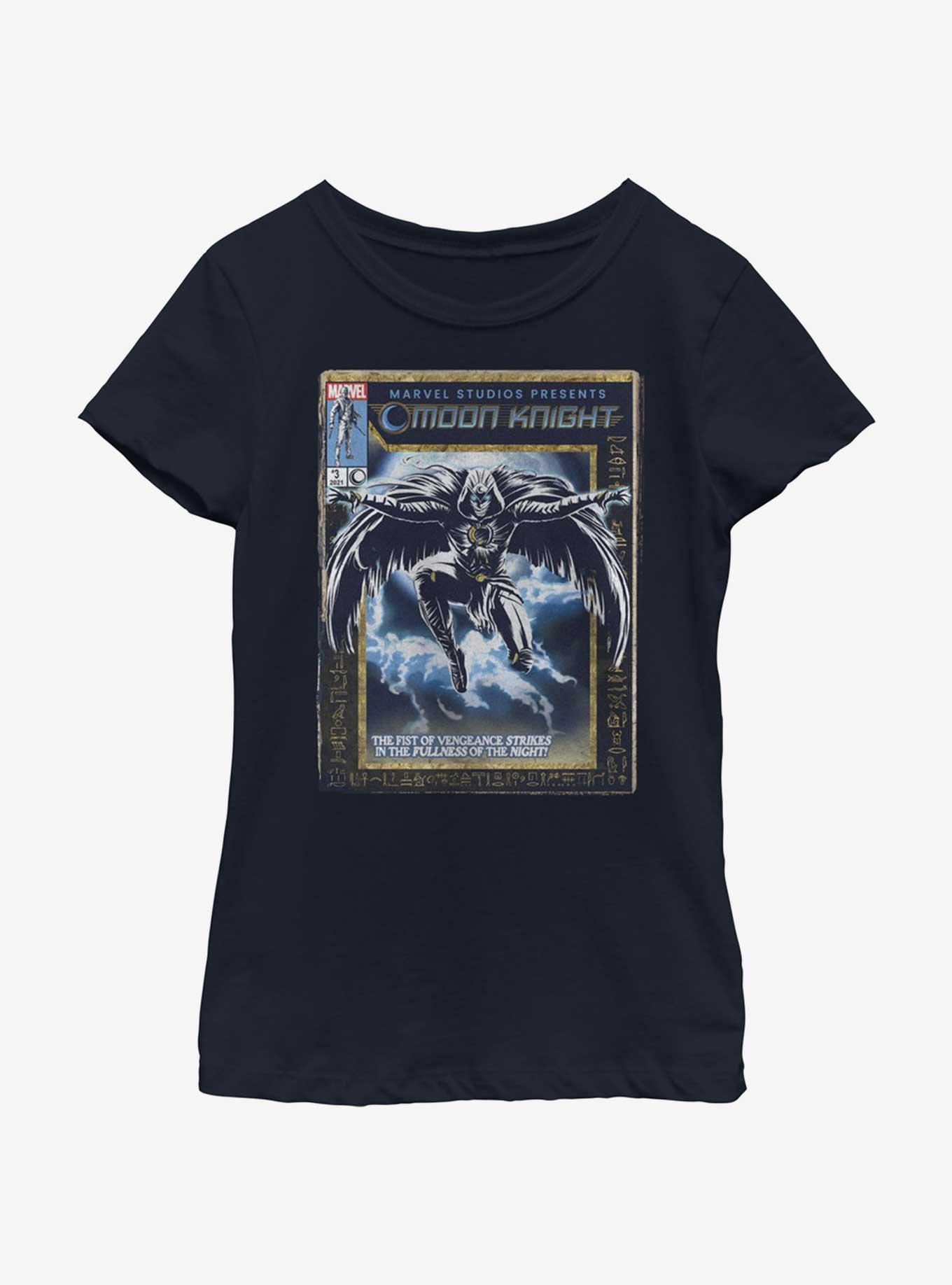 Marvel Moon Knight Ancient Comic Cover Youth Girls T-Shirt, NAVY, hi-res