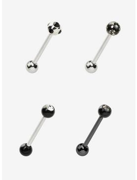 14G Steel Black Stone Tongue Barbell 4 Pack, , hi-res