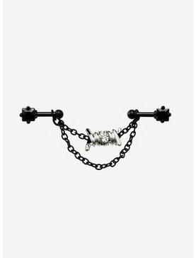 14G Steel Black Chain Barbed Wire Industrial Barbell, , hi-res