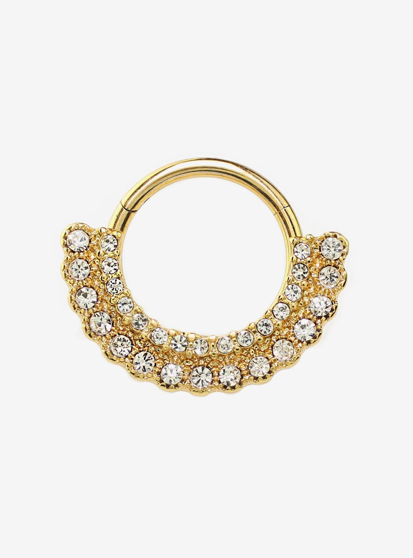 16G Steel Beaded Gem Hinged Clicker | Hot Topic