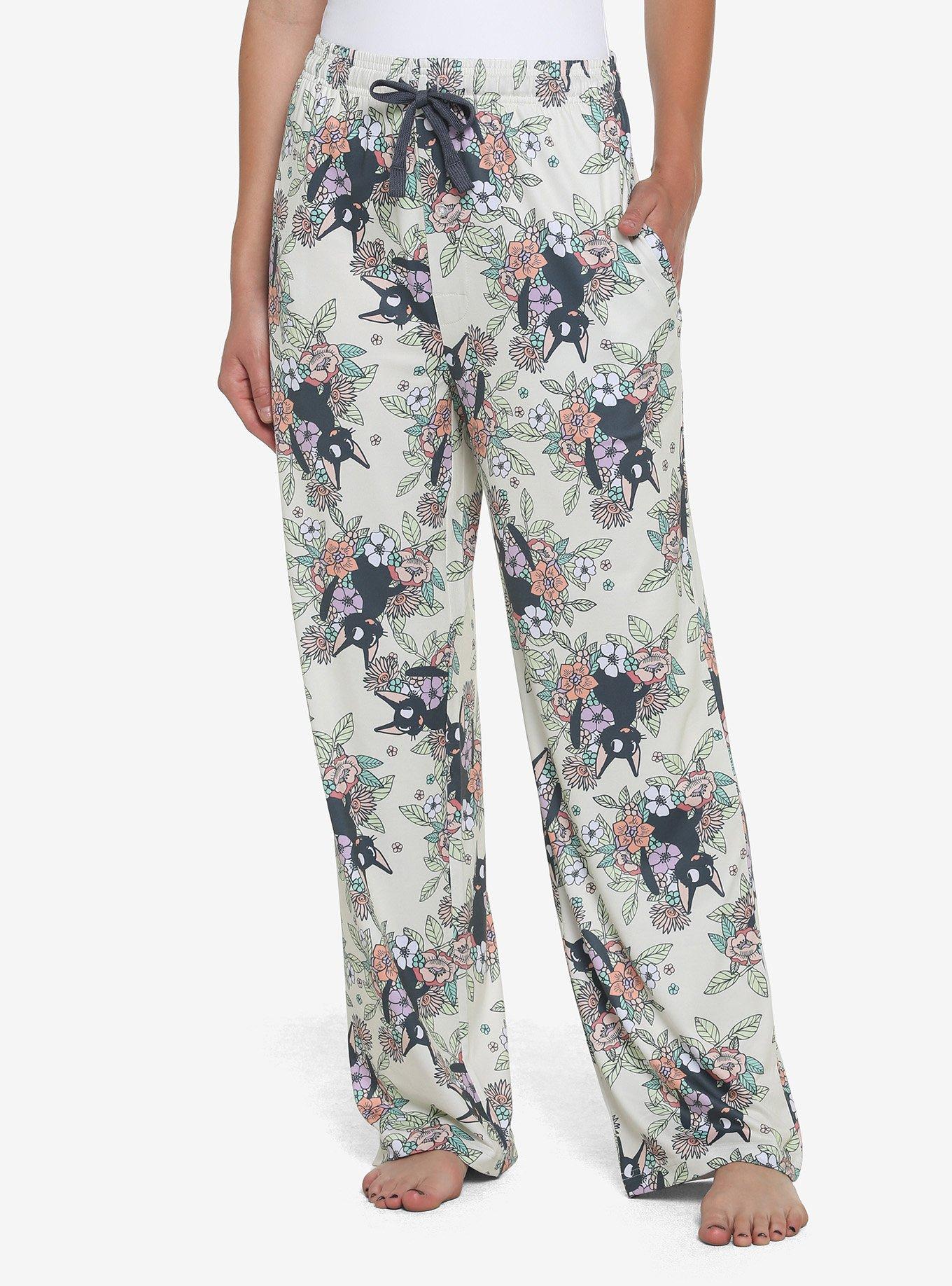 Studio Ghibli Kiki's Delivery Service Floral Jiji Pajama Pants, MULTI, hi-res