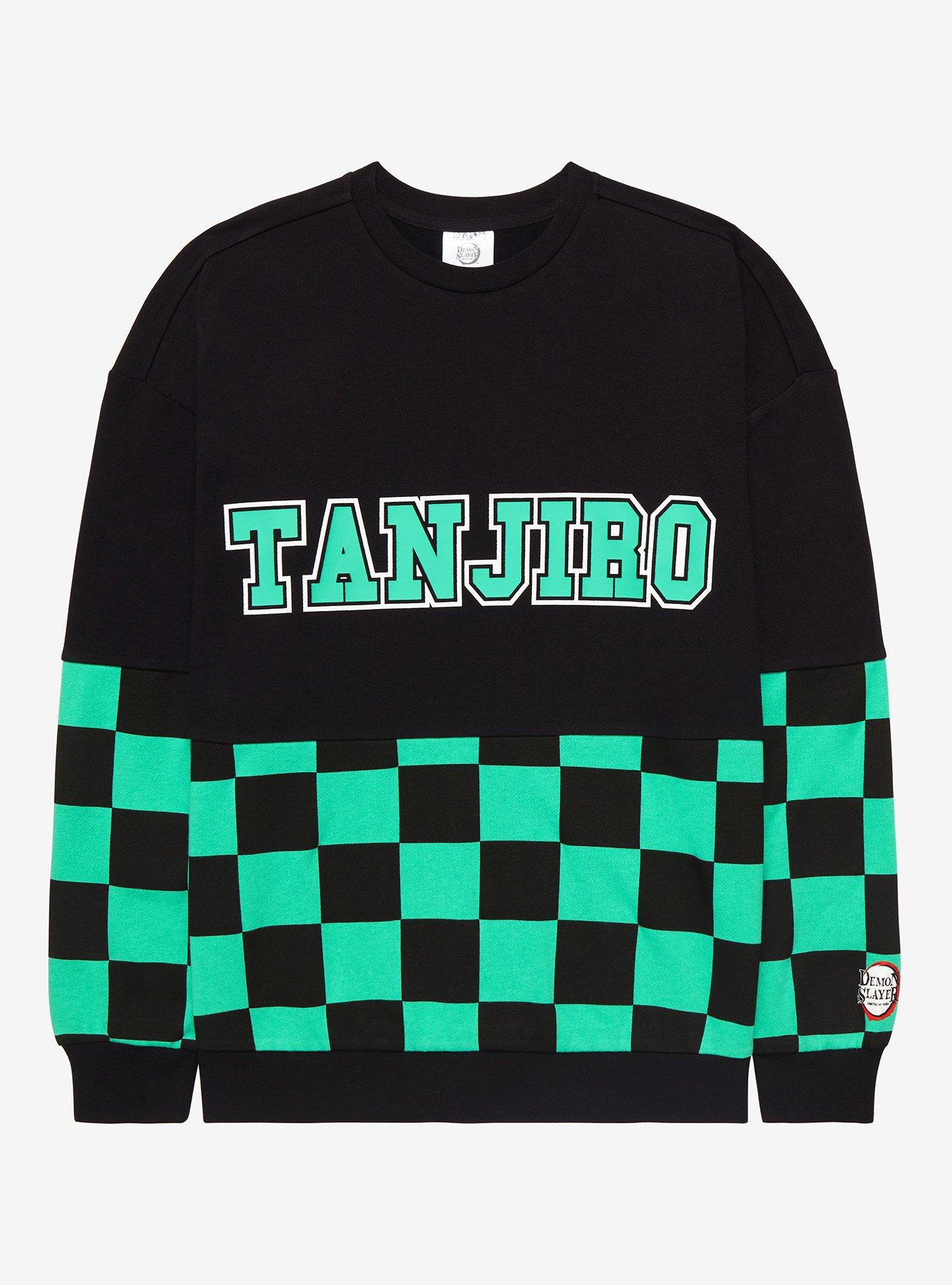 Demon Slayer: Kimetsu no Yaiba Tanjiro Checkered Panel Crewneck - BoxLunch Exclusive, MULTI, hi-res