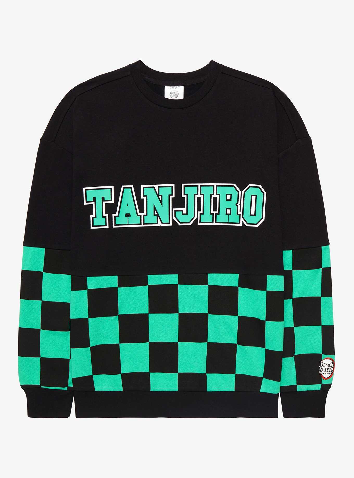 Demon Slayer: Kimetsu no Yaiba Tanjiro Checkered Panel Crewneck - BoxLunch Exclusive, , hi-res