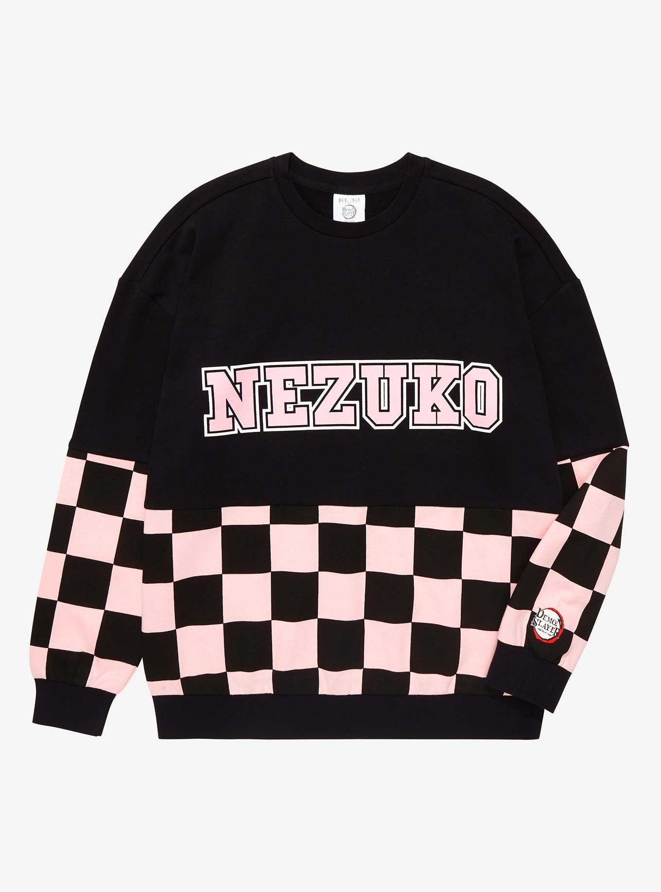 Demon Slayer Kimetsu no Yaiba Nezuko Checkered Panel Crewneck