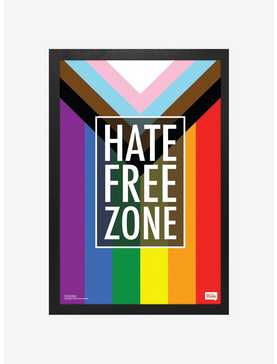 Hate Free Zone LGBTQ + Flag Framed Poster, , hi-res