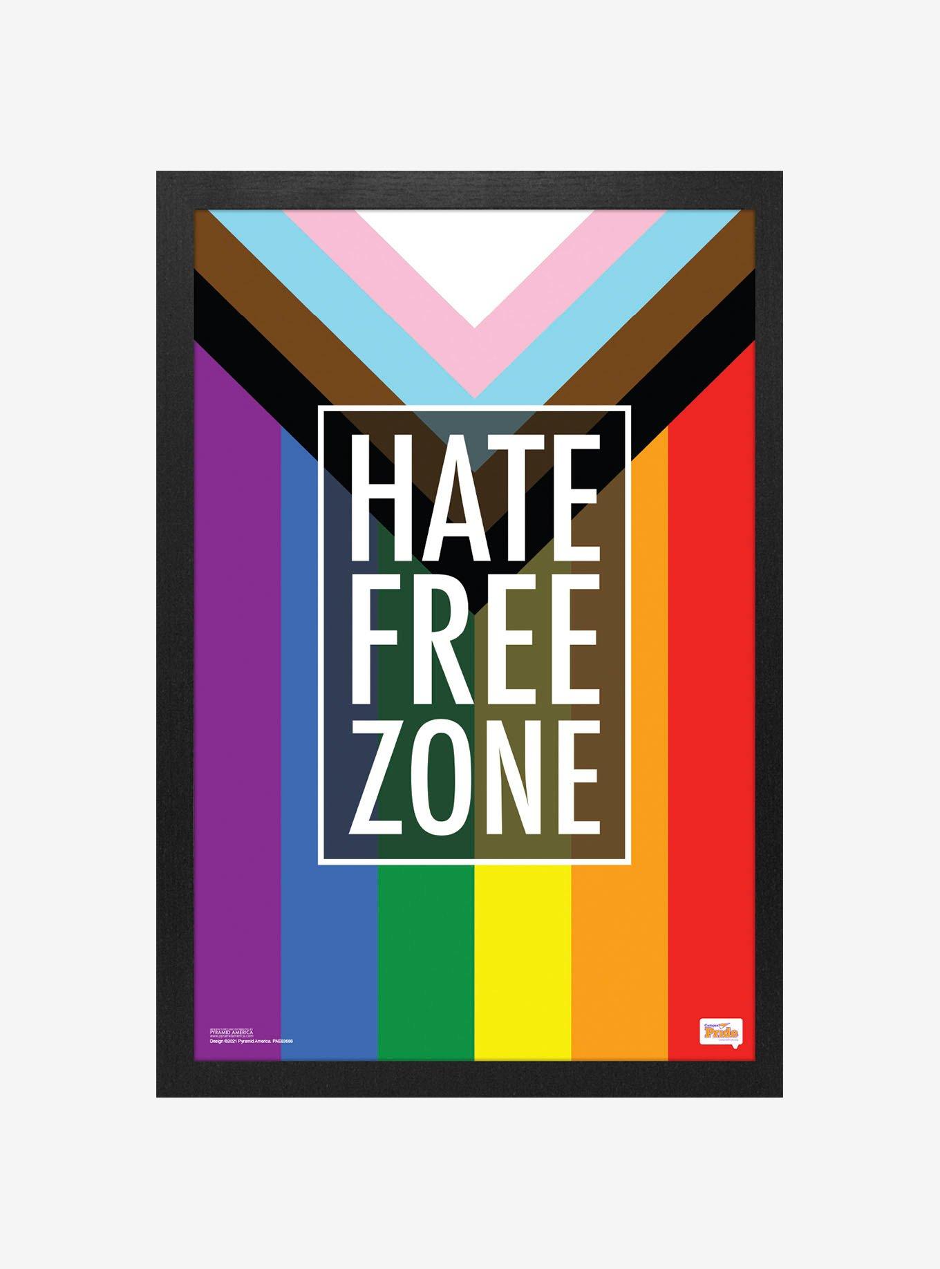 Hate Free Zone LGBTQ + Flag Framed Poster, , hi-res