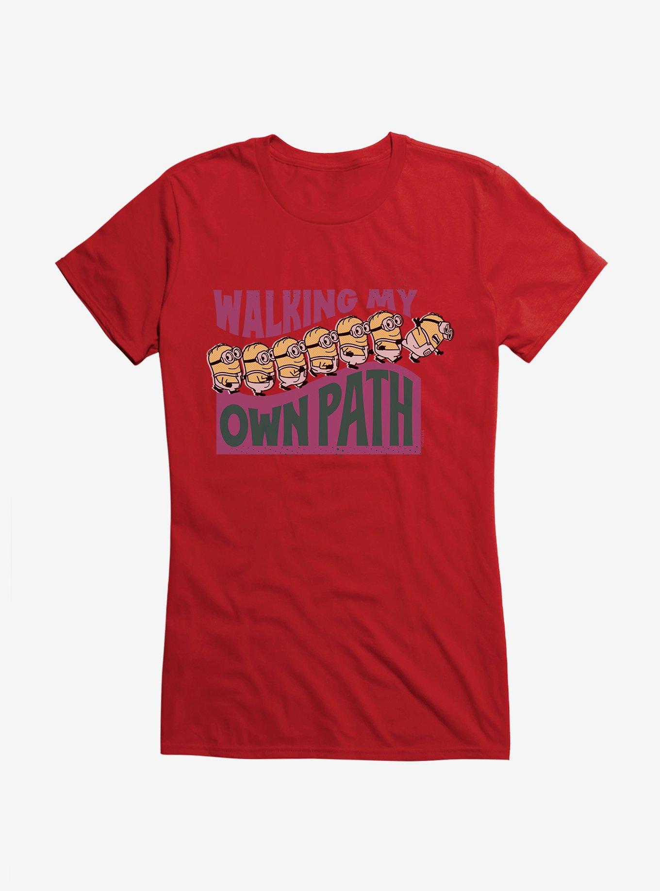 Minions On My Own Path Girls T-Shirt, RED, hi-res