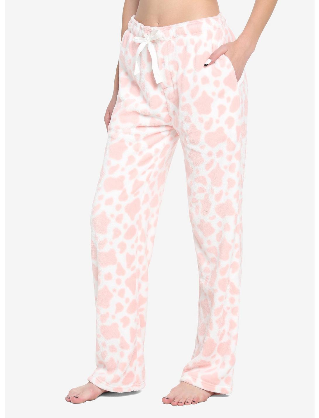 Pink Cow Fuzzy Pajama Pants, PINK, hi-res