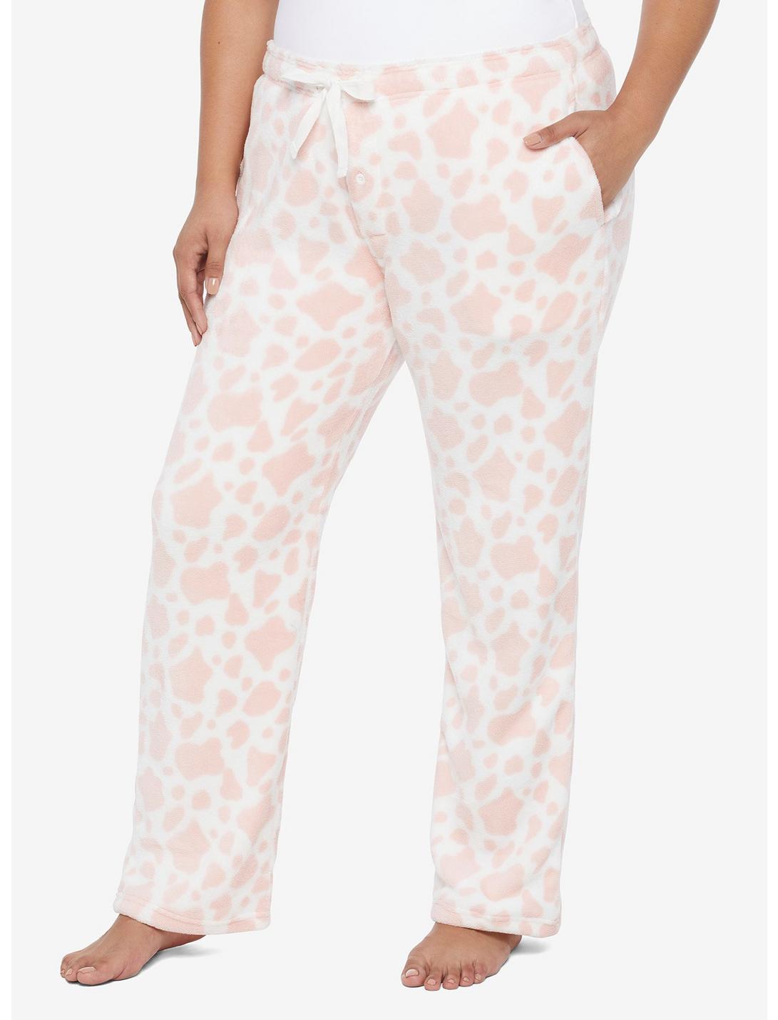 Pink Cow Fuzzy Pajama Pants Plus Size