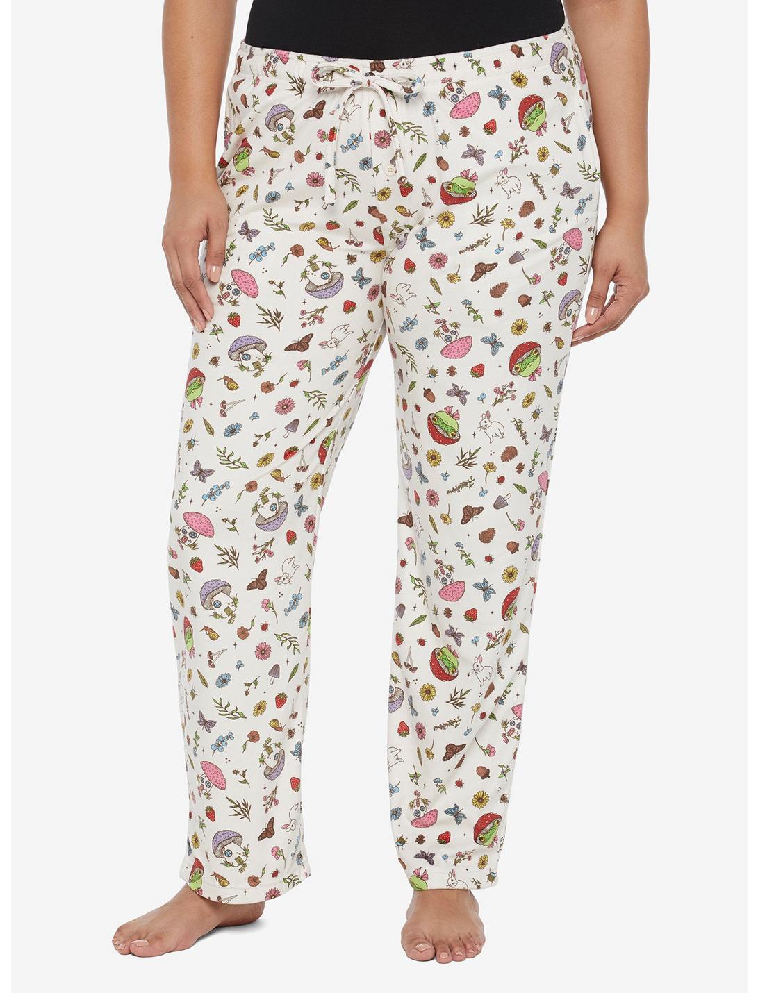 Mushroom Frog Pajama Pants Plus Size, SAND, hi-res