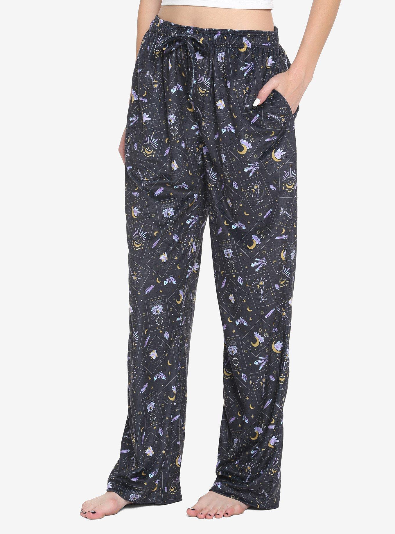 Tarot Card Crystals Pajama Pants, BLACK, hi-res