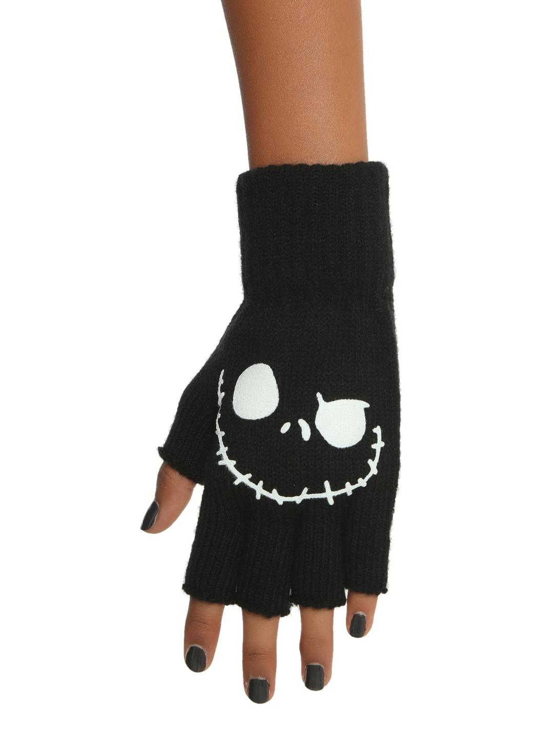 The Nightmare Before Christmas Glow-In-The-Dark Jack Face Fingerless Gloves, , hi-res