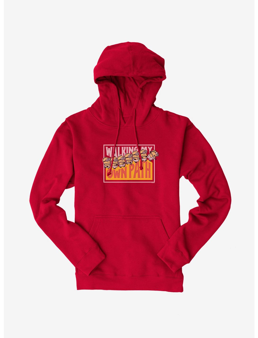Minions On My Own Path Panel Hoodie, RED, hi-res