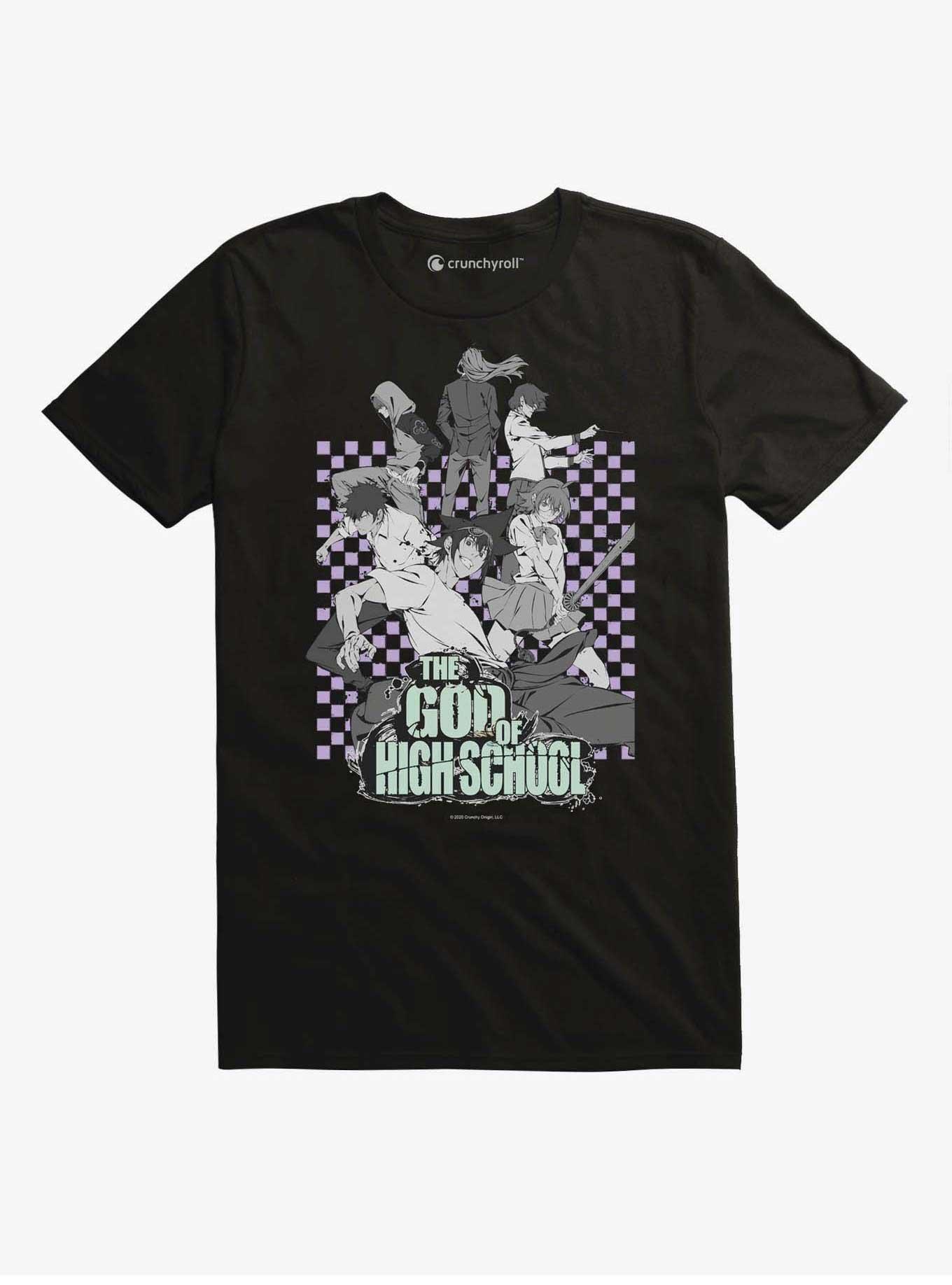 The God of High School Checkered Black T-Shirt, BLACK, hi-res