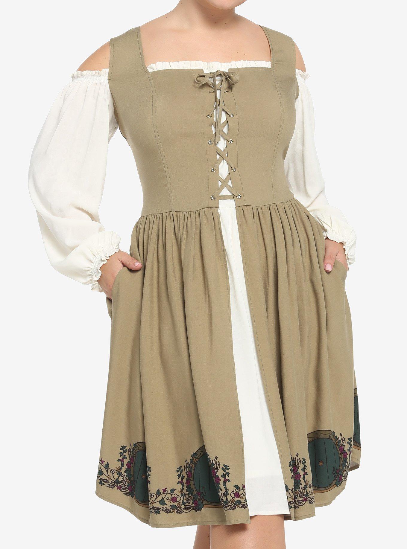 The Lord Of The Rings Hobbit Cold Shoulder Dress Plus Size, MULTI, hi-res