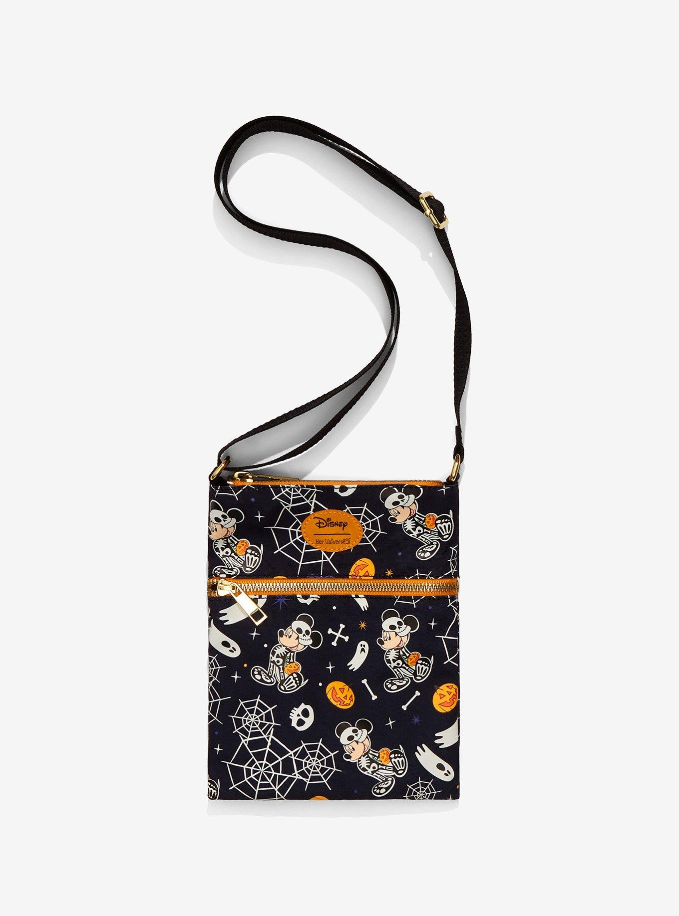 Her Universe Disney Mickey Mouse Halloween Skeleton Glow-In-The-Dark Passport Crossbody Bag, , hi-res