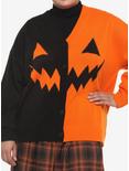 Orange & Black Pumpkin Split Cardigan Plus Size, MULTI, hi-res