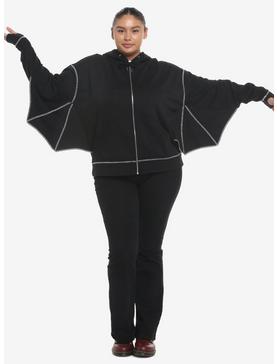Black Bat Wing Hoodie Plus Size, , hi-res