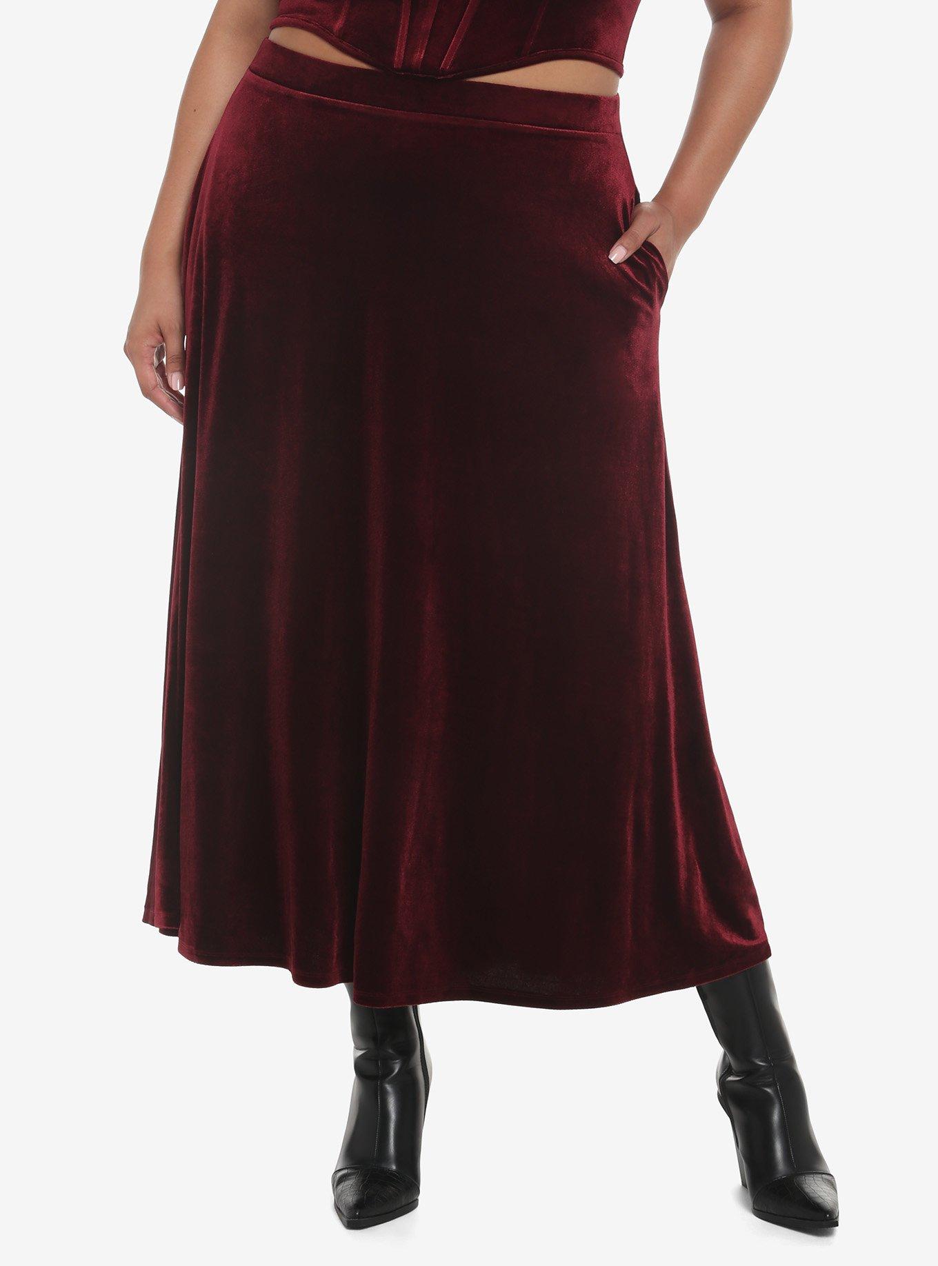 Plus size shop velvet maxi skirt