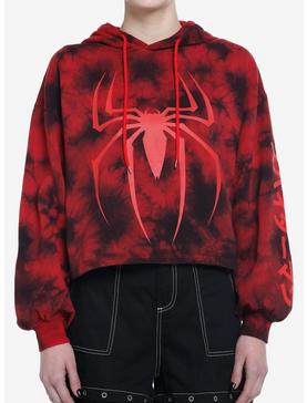 Plus Size Marvel Spider-Man Red Tie-Dye Girls Crop Hoodie, , hi-res