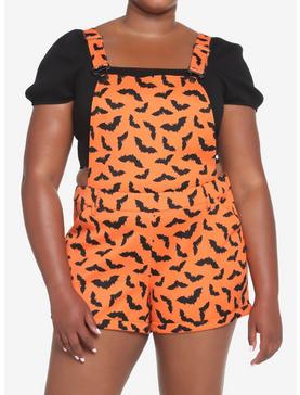 Orange & Black Bat Shortalls Plus Size, , hi-res