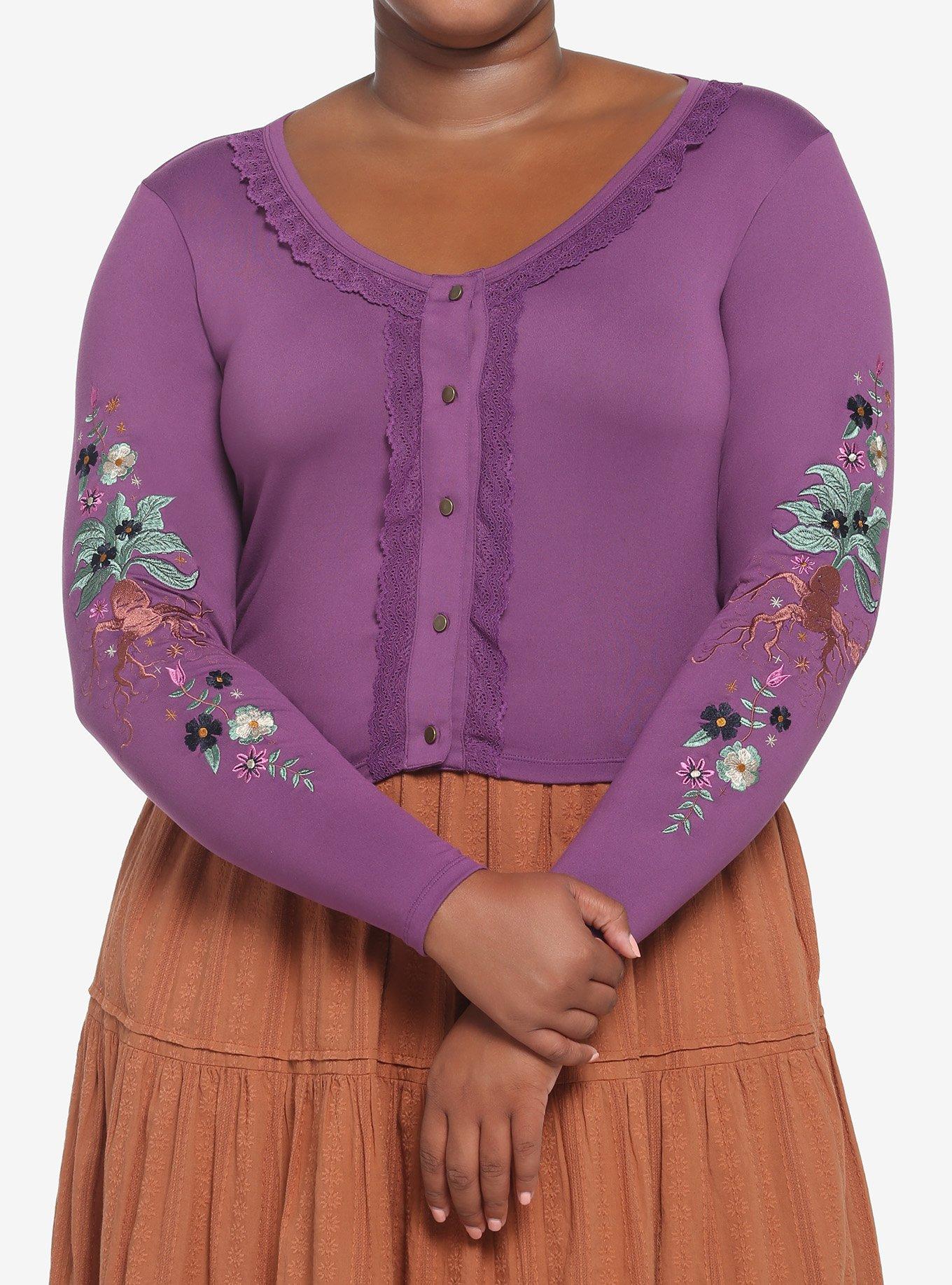 Harry Potter Herbology Mandrake Lace Long-Sleeve Top Plus Size, PURPLE, hi-res