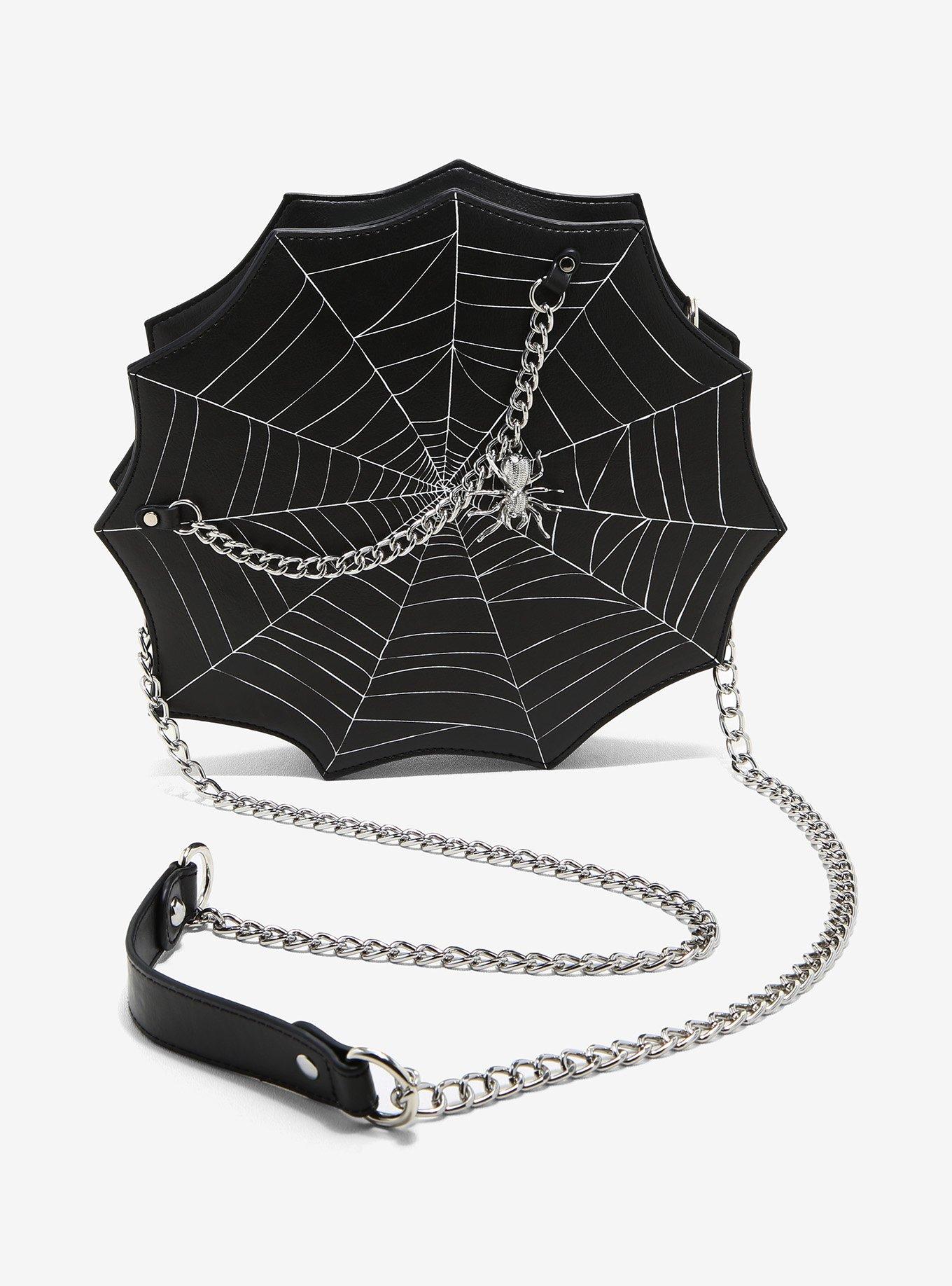 She's Wicked Spiderweb Crossbody Purse in Black