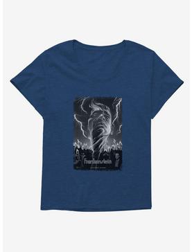 Plus Size Universal Monsters Frankenstein Black & White Lightning Womens T-Shirt Plus Size, , hi-res