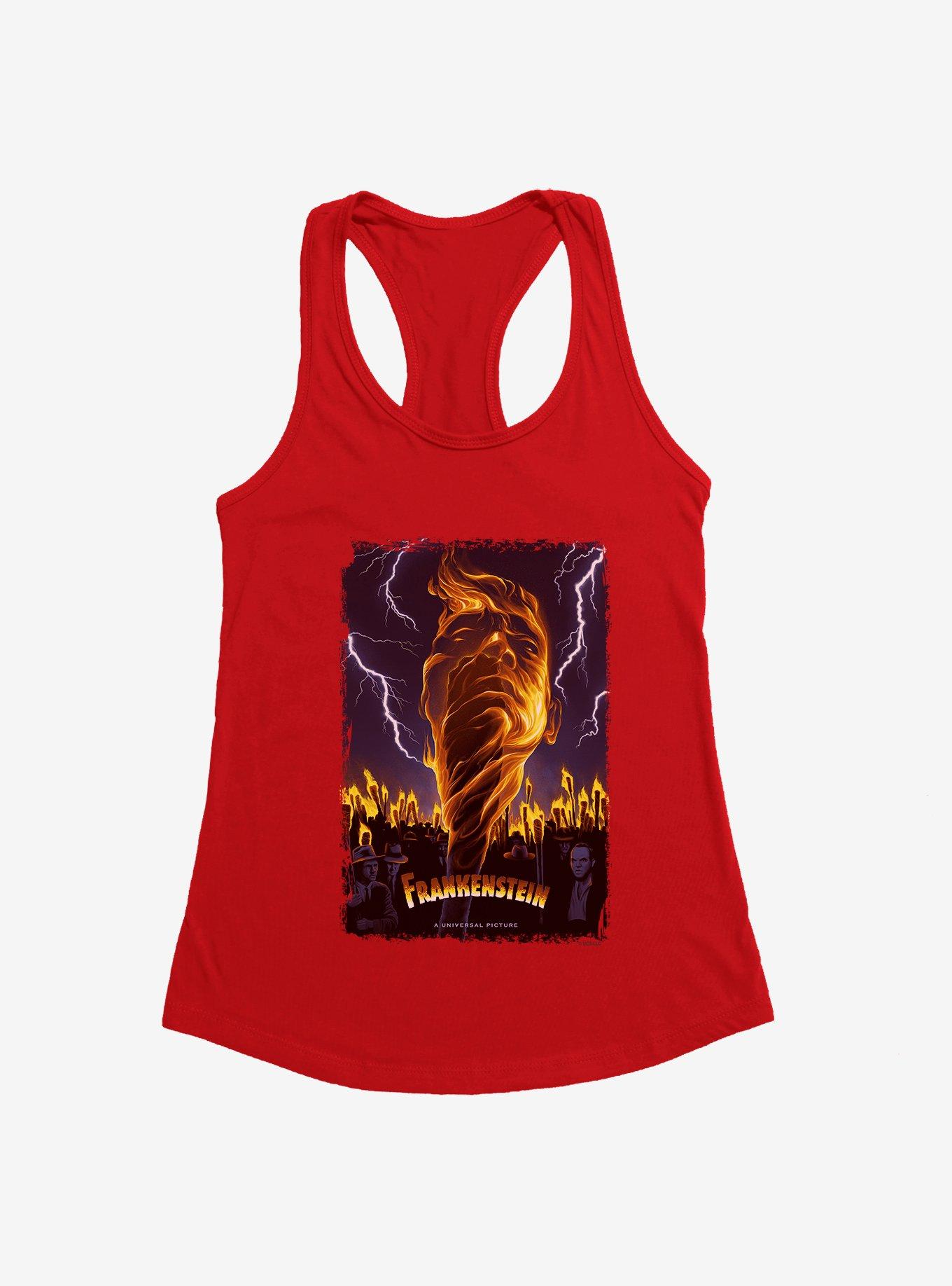 Universal Monsters Frankenstein Lightning Womens Tank Top, RED, hi-res