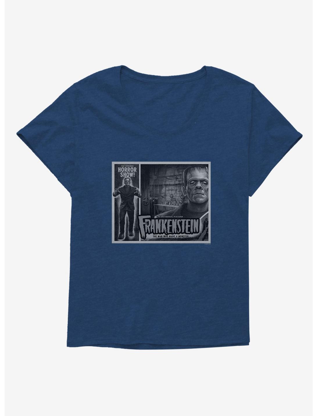 Universal Monsters Frankenstein Black & White The Man Who Made A Monster Womens T-Shirt Plus Size, , hi-res