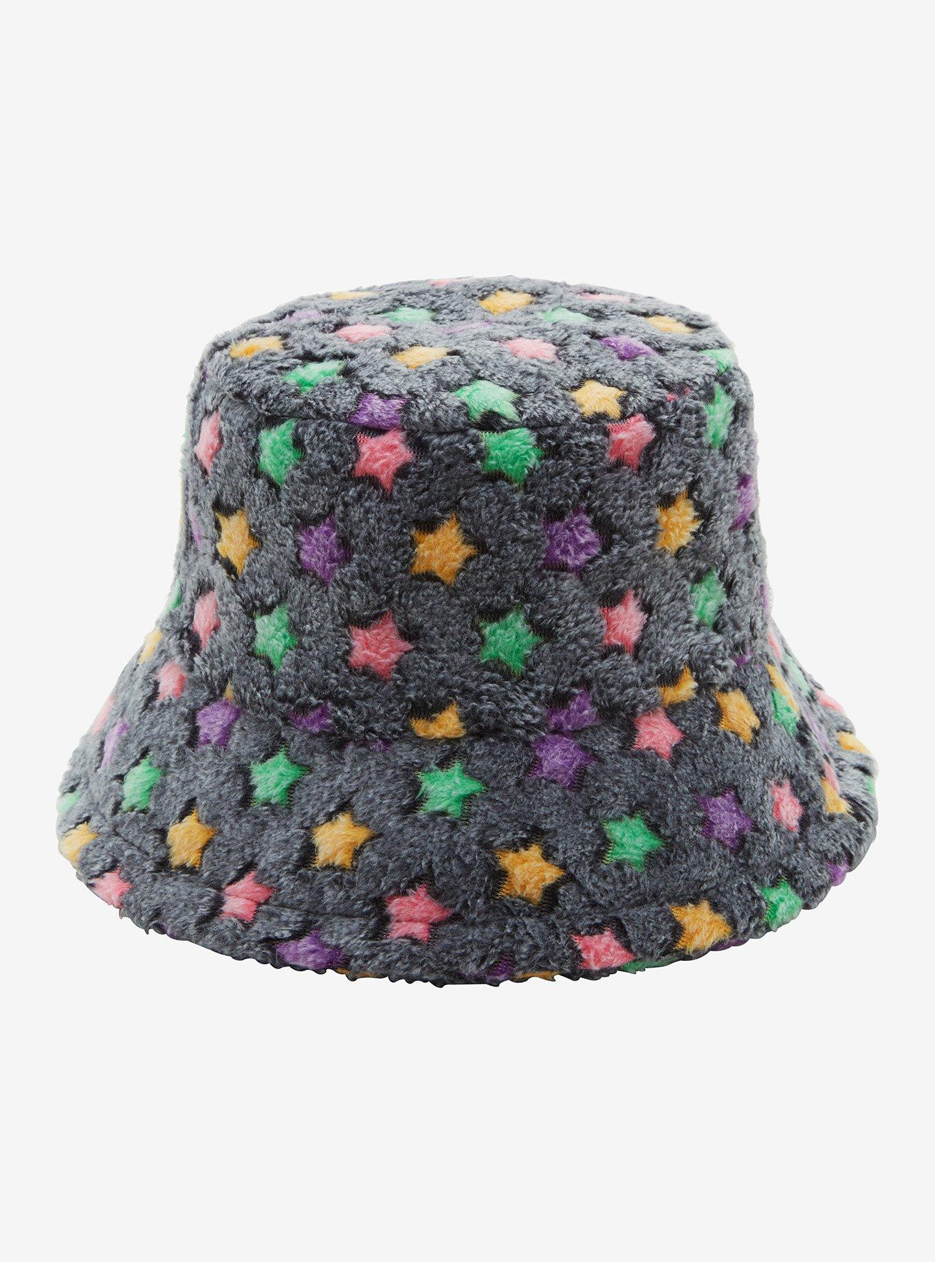 Fuzzy Colorful Stars Bucket Hat Hot Topic