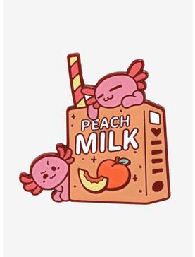 Chibi Axolotl with Peach Milk Enamel Pin - BoxLunch Exclusive, , hi-res