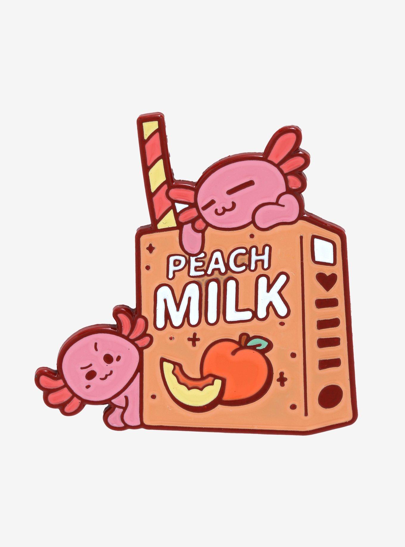 Chibi Axolotl with Peach Milk Enamel Pin - BoxLunch Exclusive, , hi-res