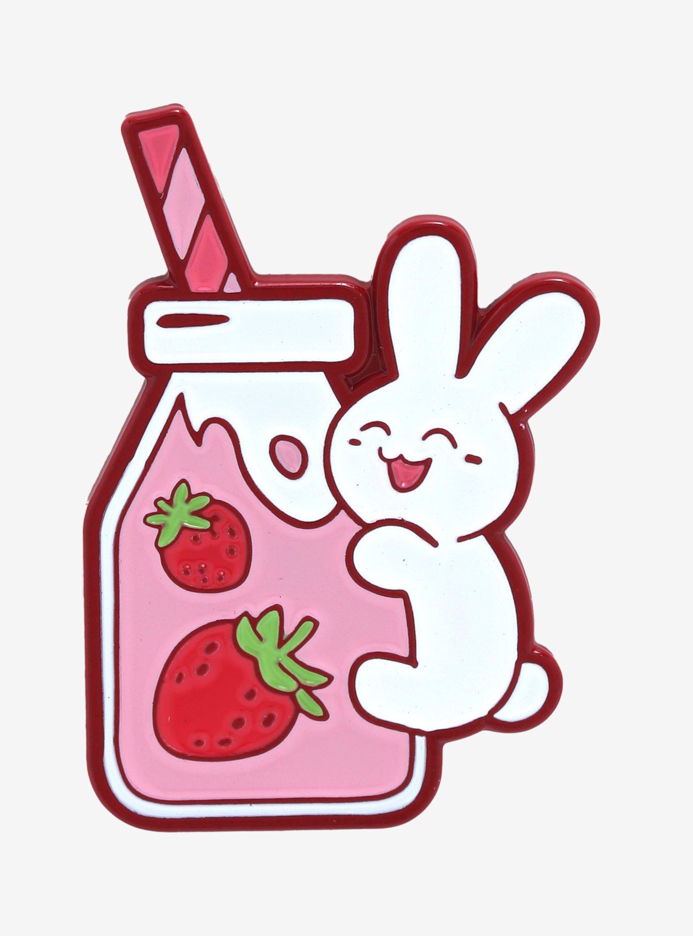 Chibi Bunny with Strawberry Milk Enamel Pin - BoxLunch Exclusive