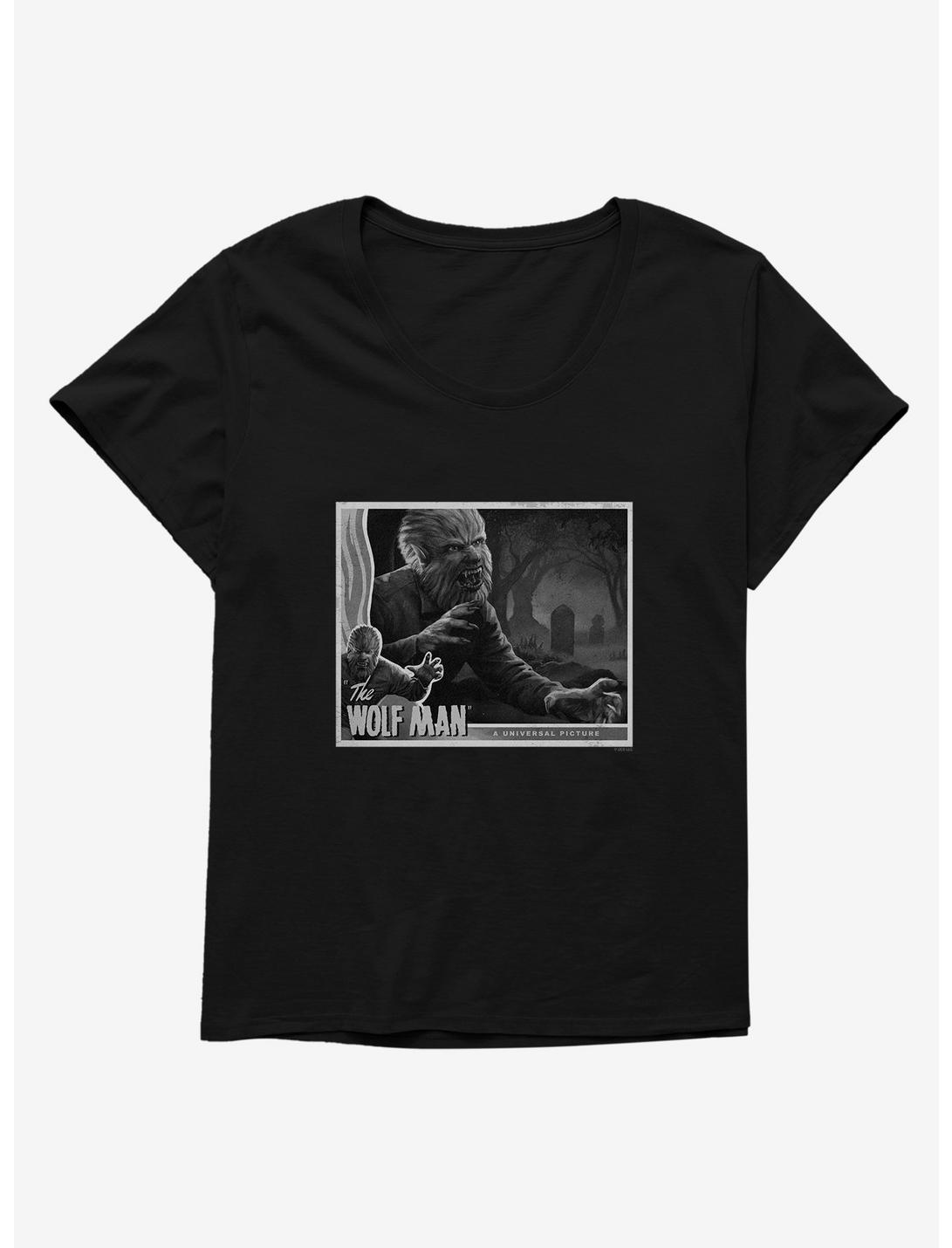 Universal Monsters The Wolf Man Black And White Movie Poster Womens T-Shirt Plus Size, , hi-res