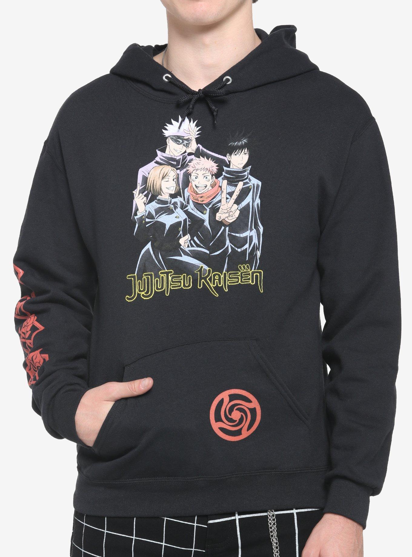 Jujutsu Kaisen Group Pose Symbols Hoodie, NAVY, hi-res
