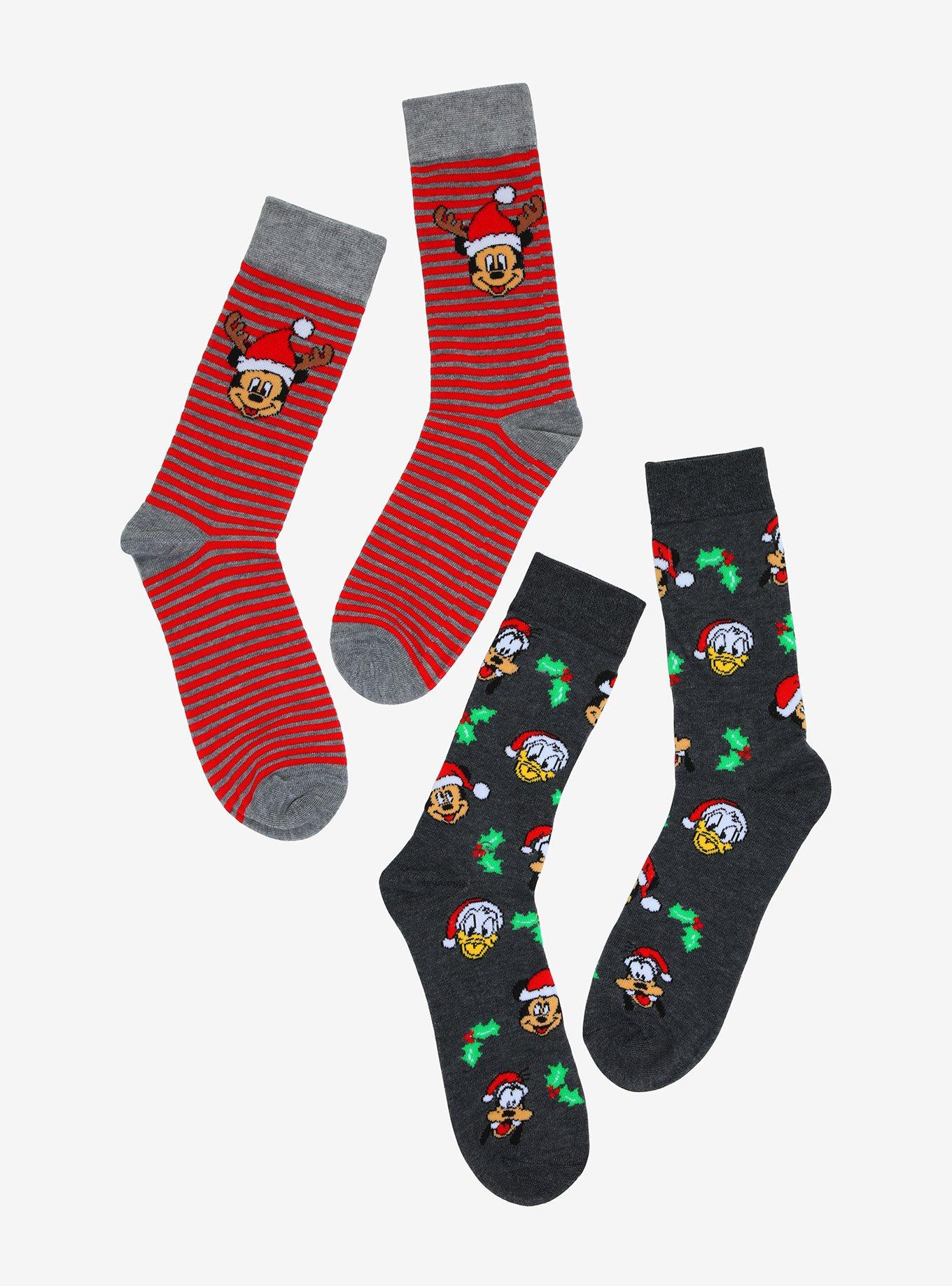 Disney Mickey Mouse & Friends Holiday Crew Socks 2 Pair, , hi-res