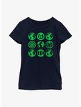 Marvel Avengers Avengers Green Globes Youth Girls T-Shirt, NAVY, hi-res