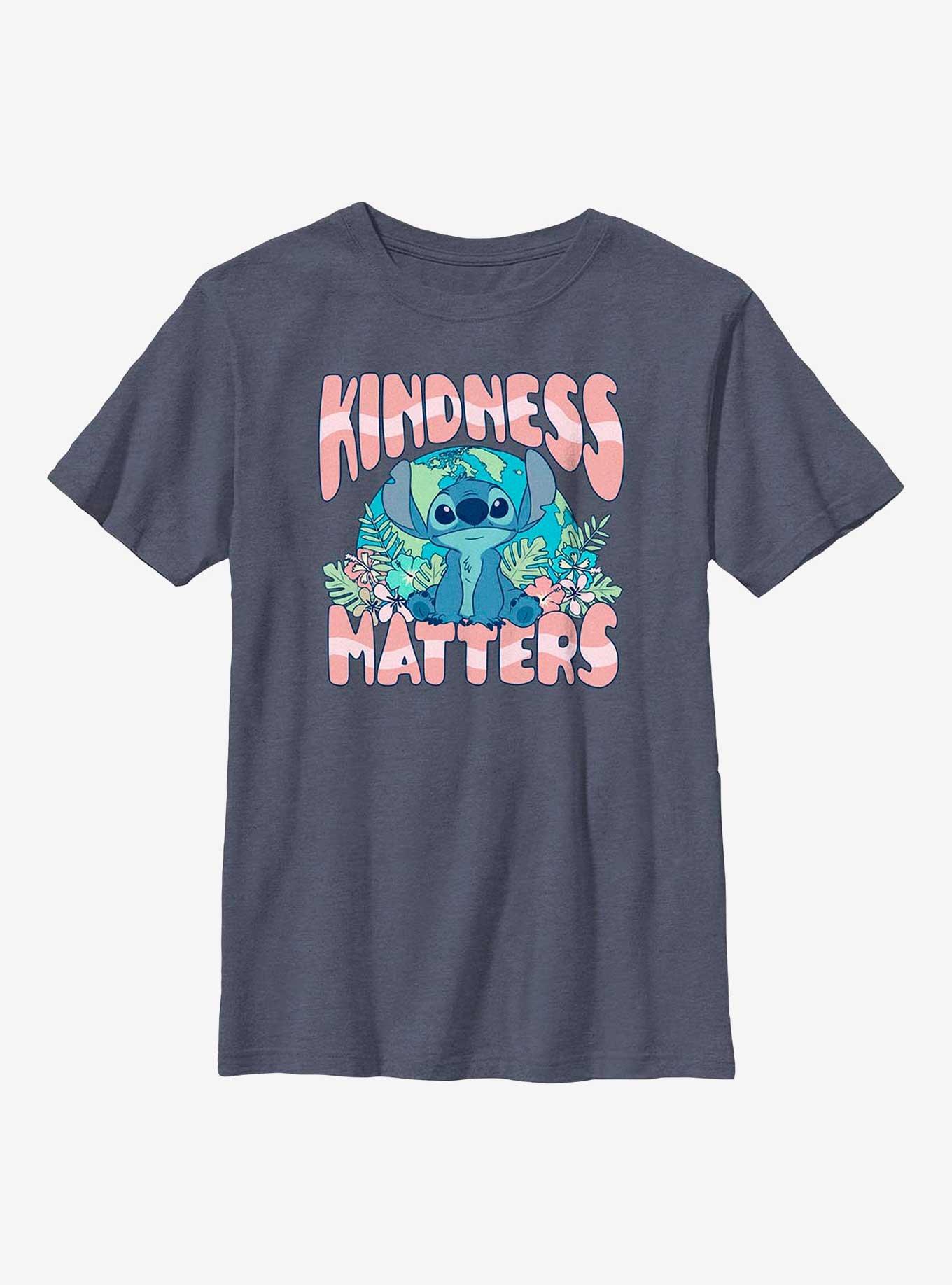 Disney Lilo & Stitch Kindness Matters Youth T-Shirt, NAVY HTR, hi-res
