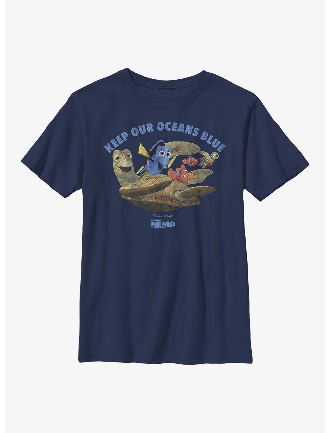 Disney Pixar Finding Nemo Keep Our Oceans Blue Youth T-Shirt, NAVY, hi-res