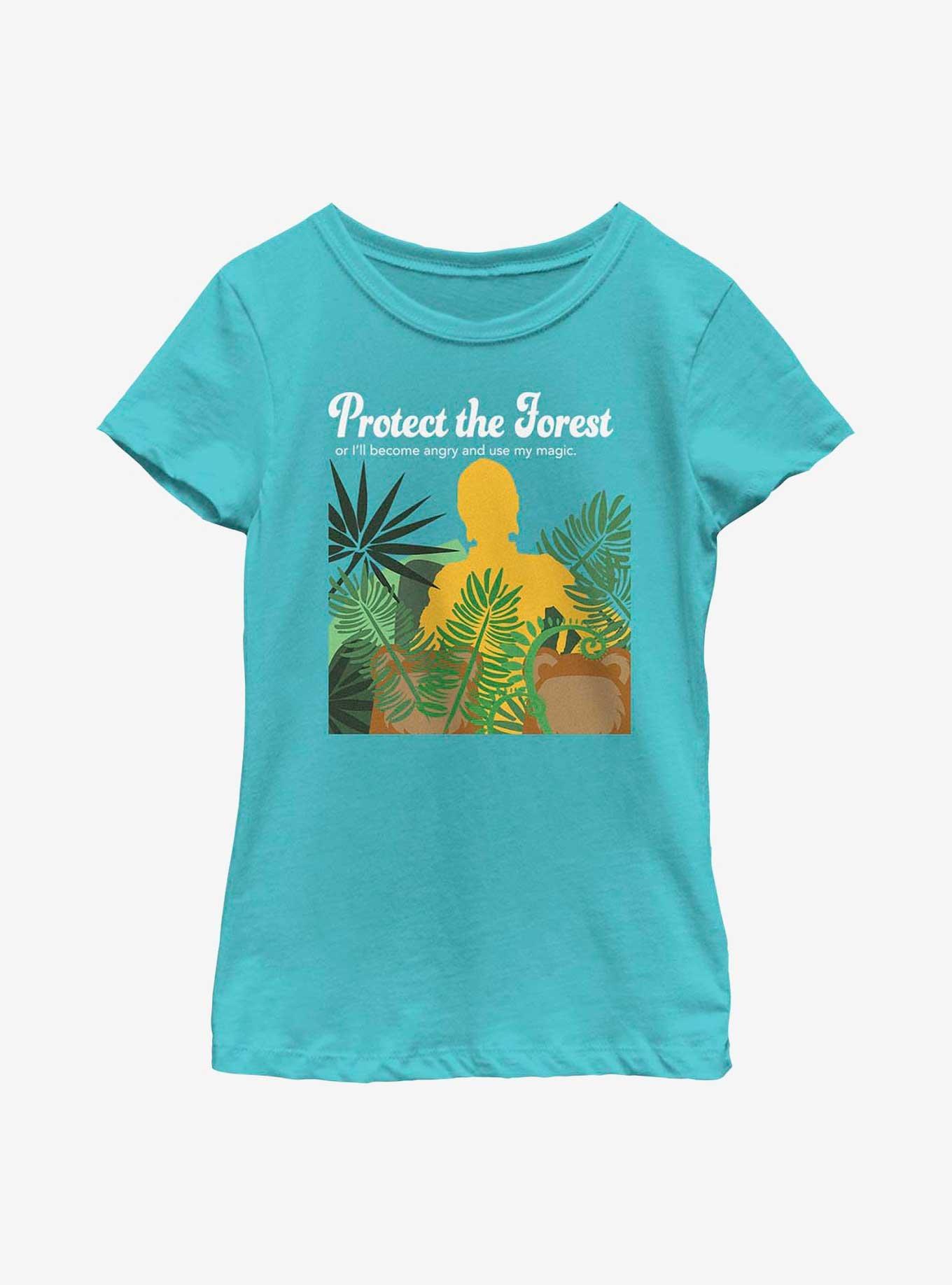 Star Wars Protect The Forest C-3PO Youth Girls T-Shirt, TAHI BLUE, hi-res