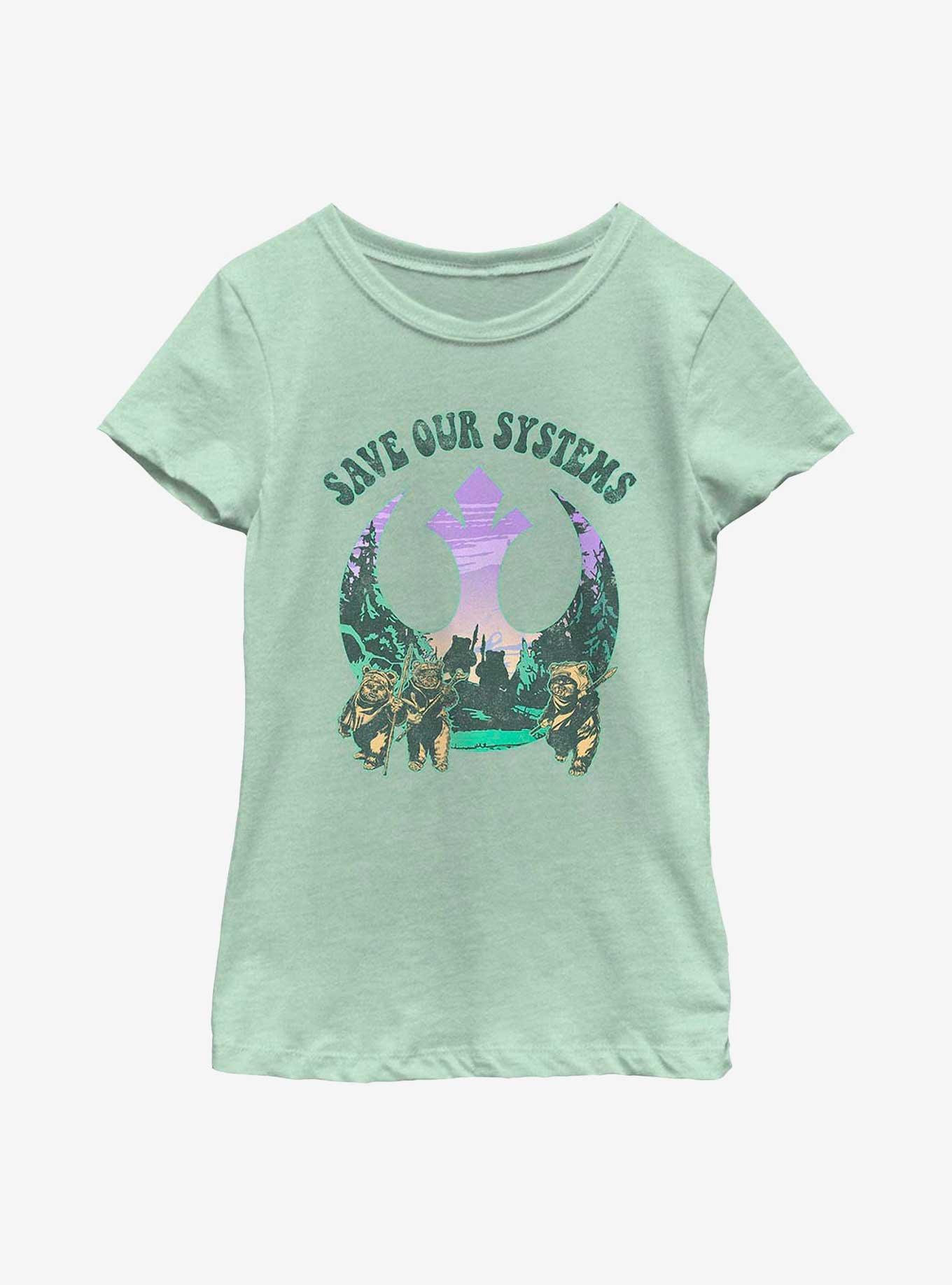 Star Wars Save Our Systems Ewok Youth Girls T-Shirt, MINT, hi-res