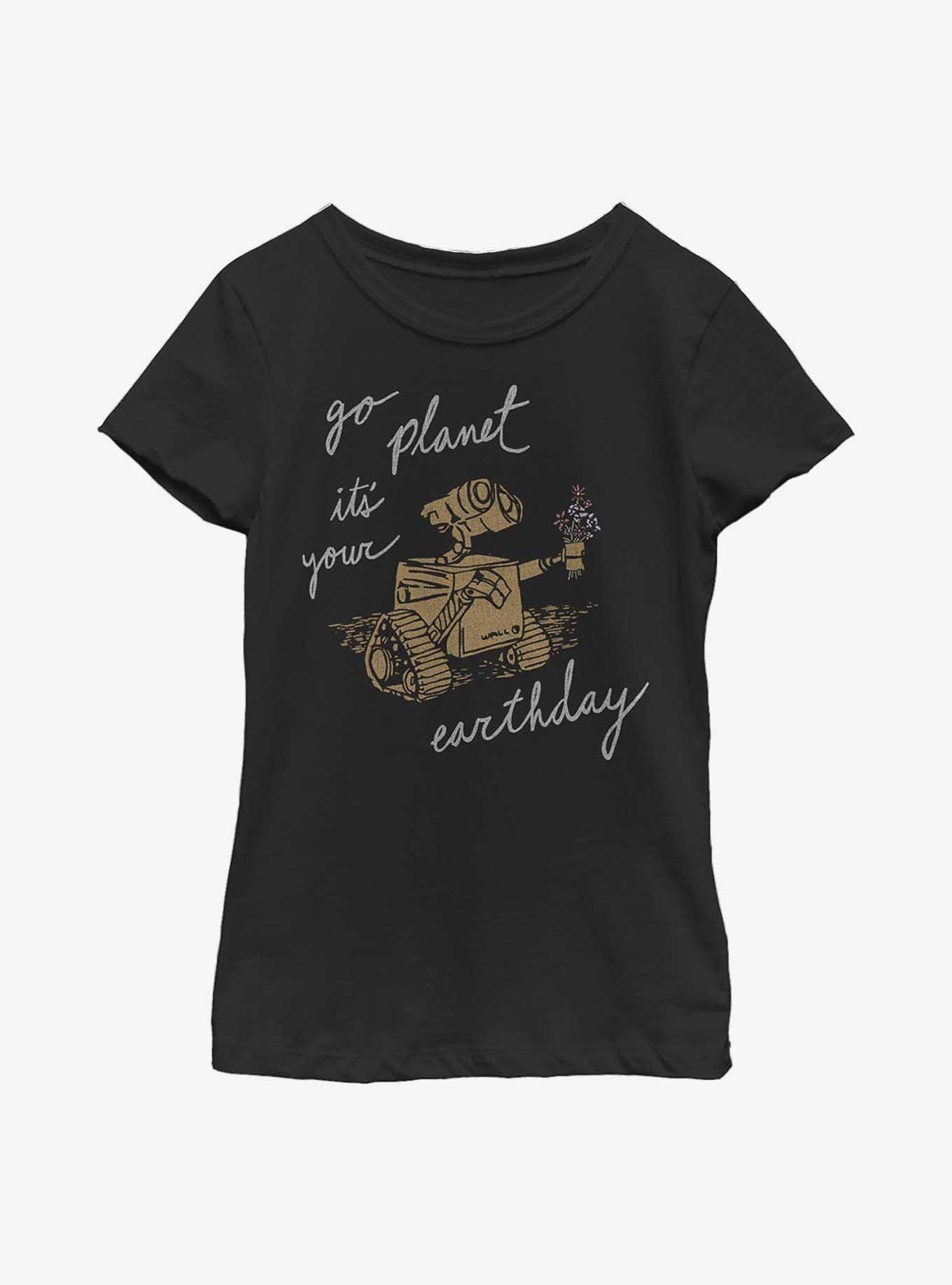 Disney Pixar WALL-E Earth Day Youth Girls T-Shirt, BLACK, hi-res