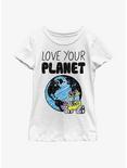 Disney Pixar WALL-E Love Your Planet Youth Girls T-Shirt, WHITE, hi-res