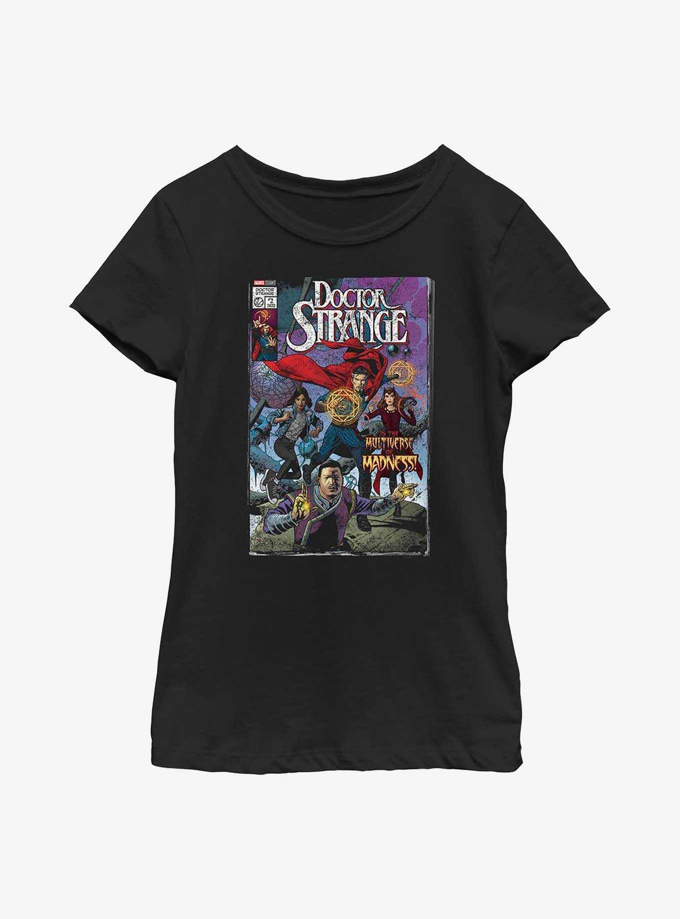 Marvel Doctor Strange In The Multiverse Of Madness Comic Cover Youth Girls T-Shirt, , hi-res