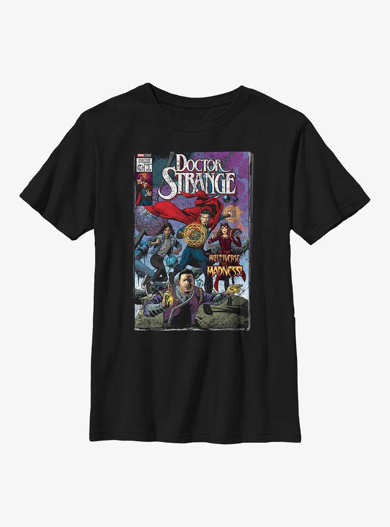 Marvel Doctor Strange In The Multiverse Of Madness Comic Cover Youth T-Shirt, BLACK, hi-res