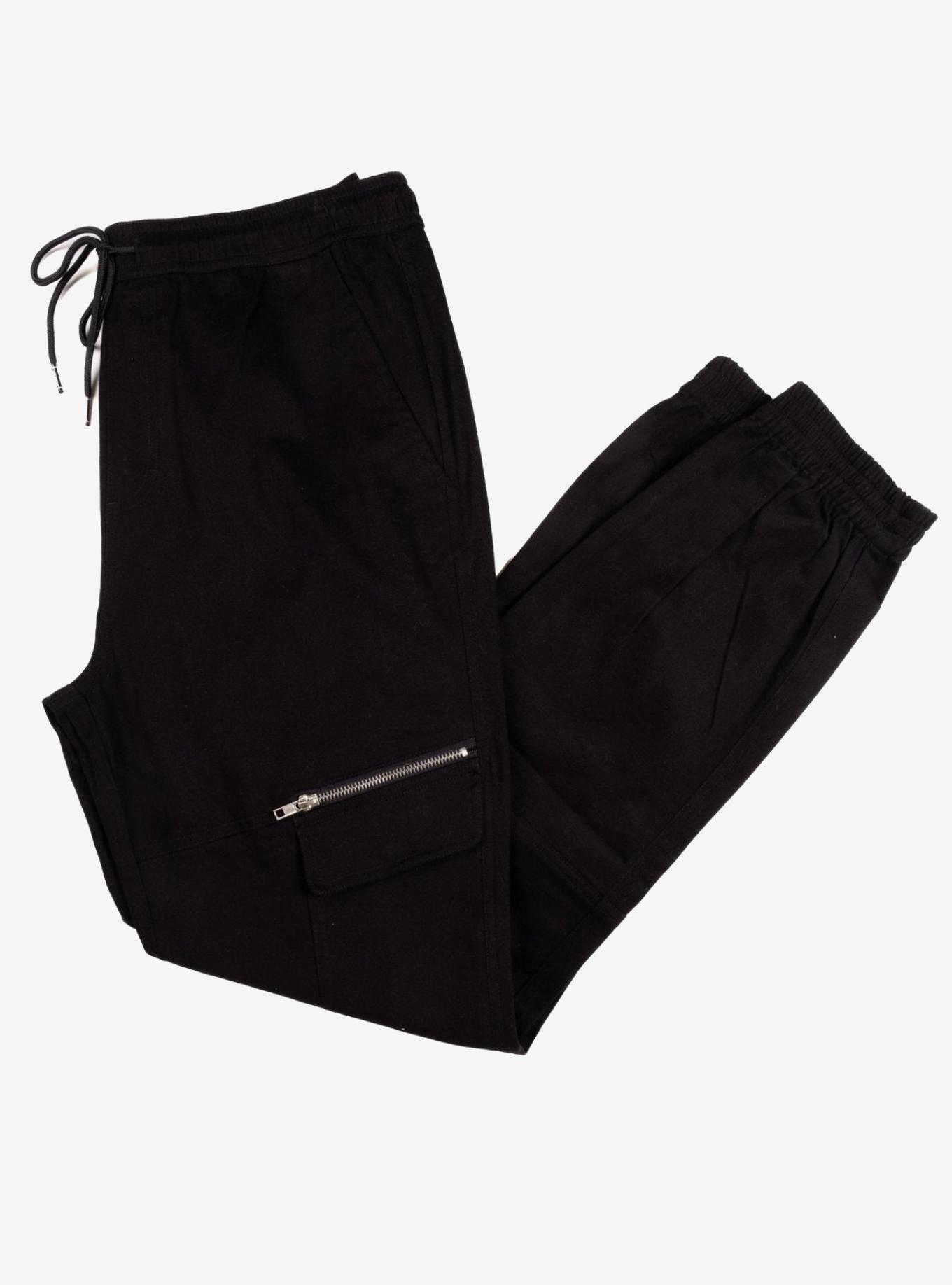 Black Cargo Zip Pocket Jogger, BLACK, hi-res