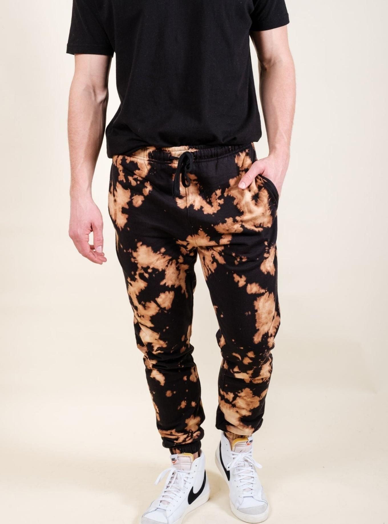 Bleach Tie Dye Sweatpants, Joggers Size Medium 