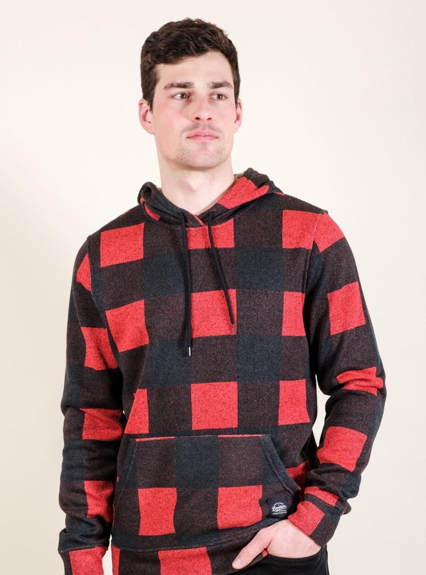 Red Plaid Cozy Pullover, RED, hi-res