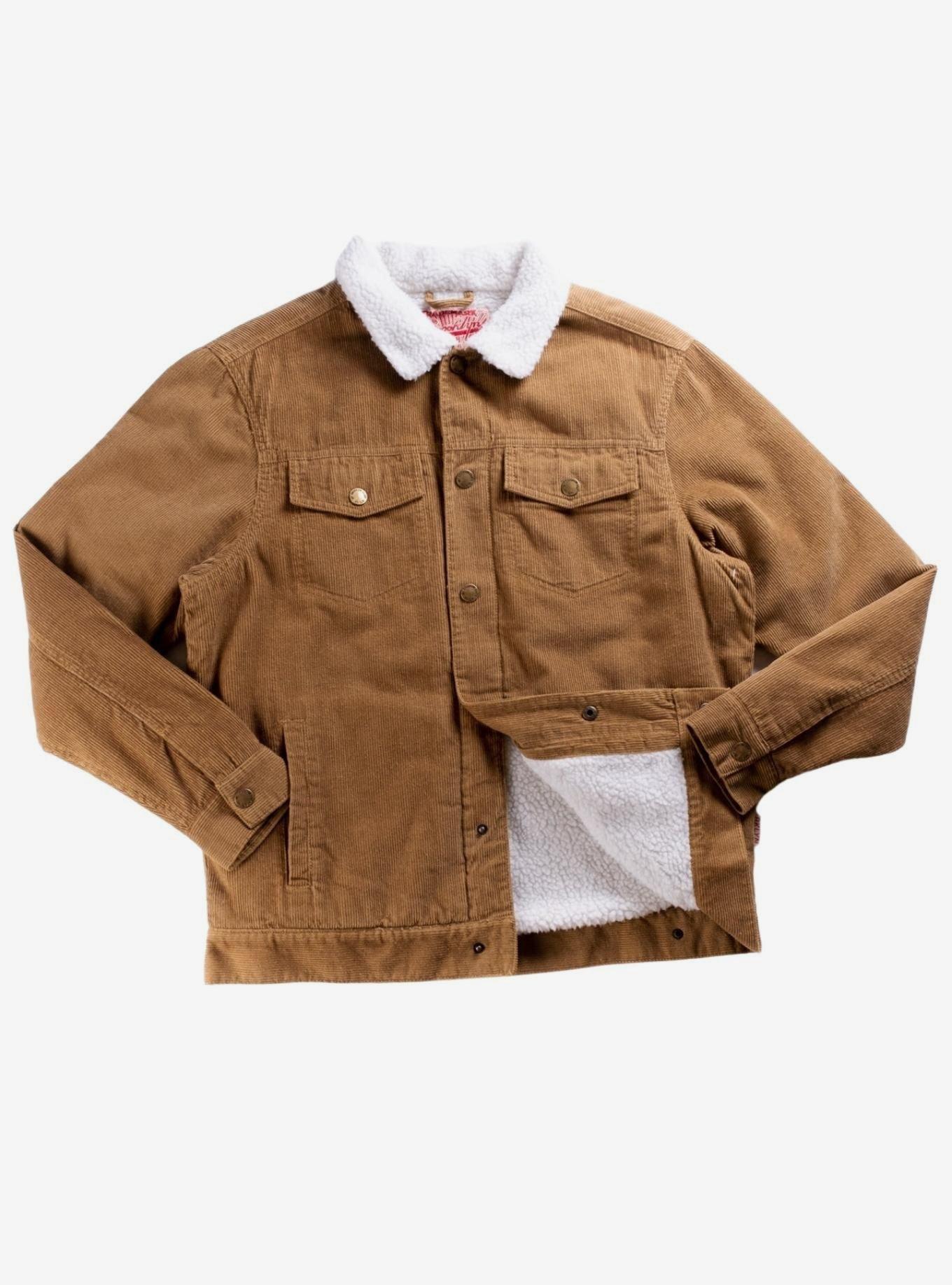 tobacco trucker jacket Tobacco Sherpa Lined Corduroy Trucker Jacket